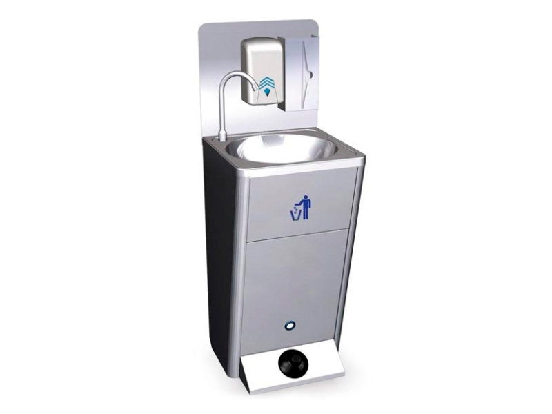 Lavello portatile autonomo in acciaio inox con comando a pedale
