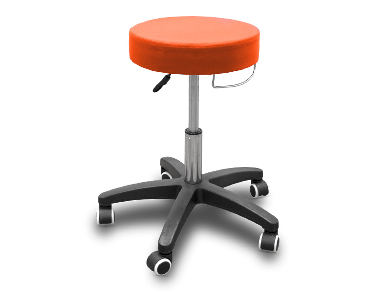 Tabouret avec base roulante et porte serviette
