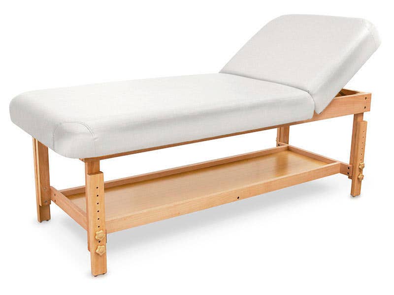 Lettino SPA in legno con schienale | Bianco | Quirumed