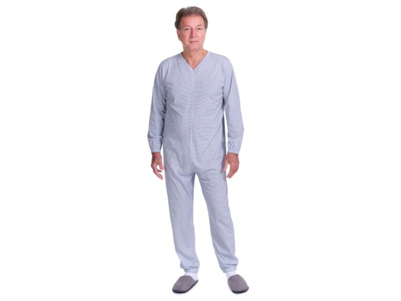 Pijama médico azul de verão com 2 fechos nas costas e perna interior 100% algodão - 9012-2
