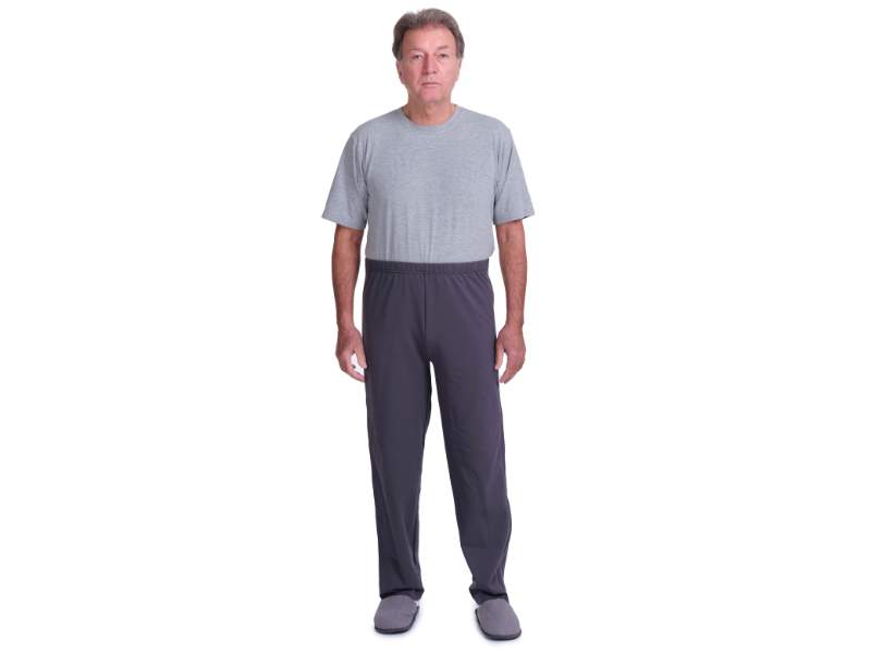 Calças de reabilitação pós-operatória com abertura com fecho em ambos os lados - Softness 9038 Cinza