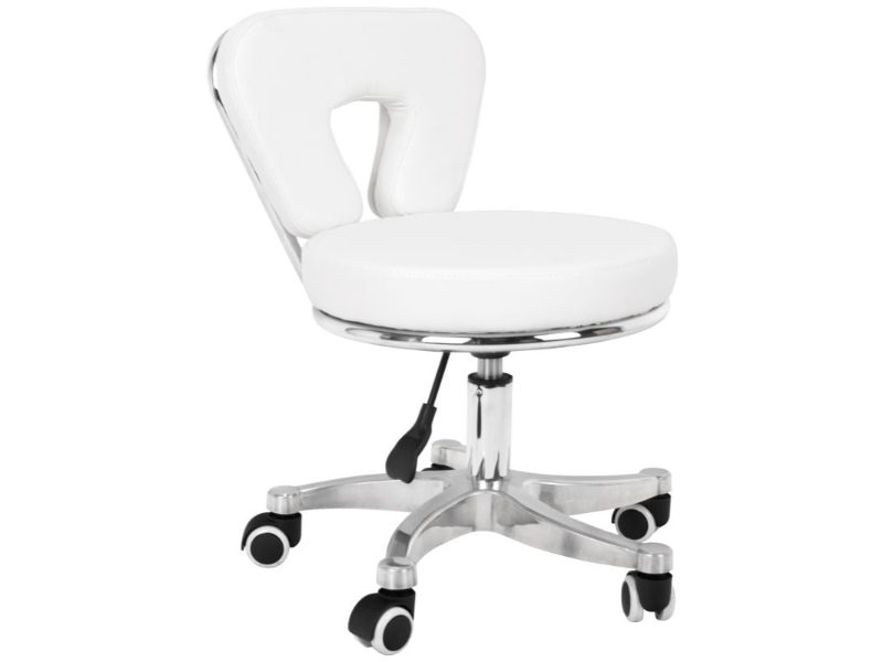 Tabouret bas pour pédicure POL-9266 avec dossier et roulettes réglable 40-44 cm