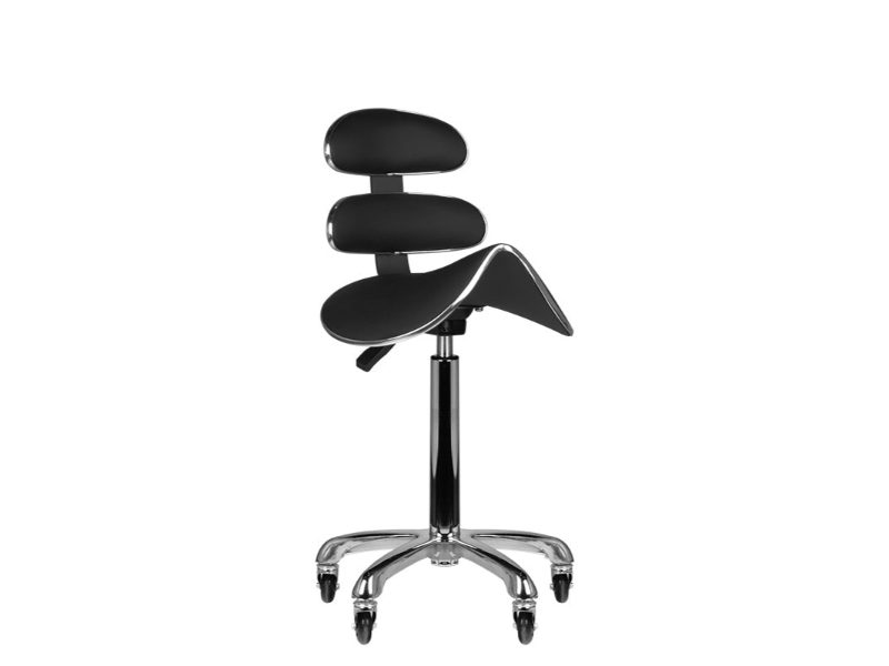 Tabouret selle cheval POL-880 noir réglable 62-85 cm avec dossier