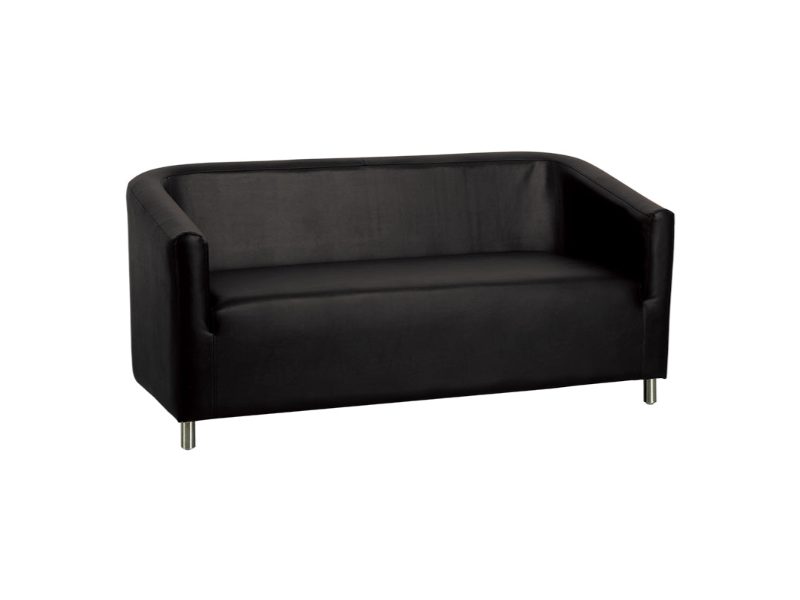 Divan réception 2-3 places simili cuir pieds chromés 130 cm