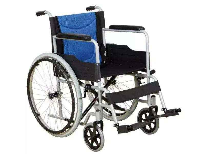 Cadeira de rodas ortopédica autopropulsada em aço dobrável, leve e confortável