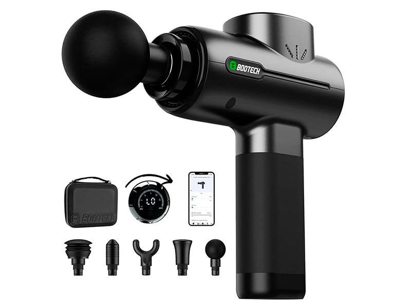 Pistola de Massagem Portátil BG CORE PLUS, Potente e Silenciosa, 5 Cabeças