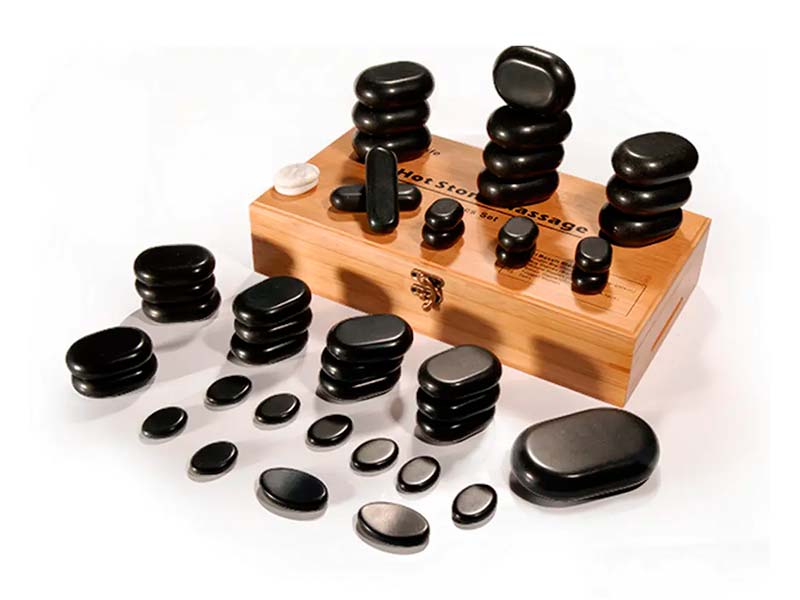 Conjunto Profissional de 45 Pedras de Massagem para Pedras Quentes