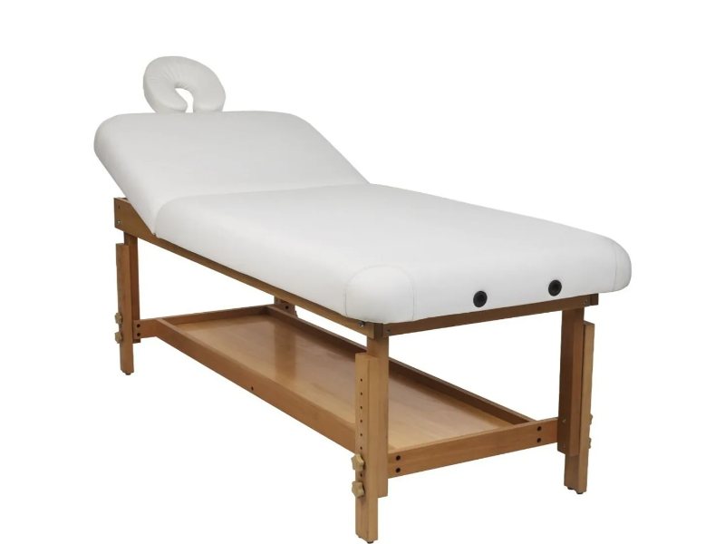 Lettino Massaggio in Legno Professionale con Altezza Regolabile e Testata