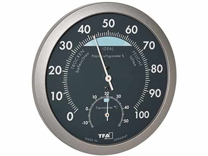 TFA Dostmann Termometro Igrometro Da Interno 45.2042.50 - Made In Germany, Senza Batterie, Zona Comfort