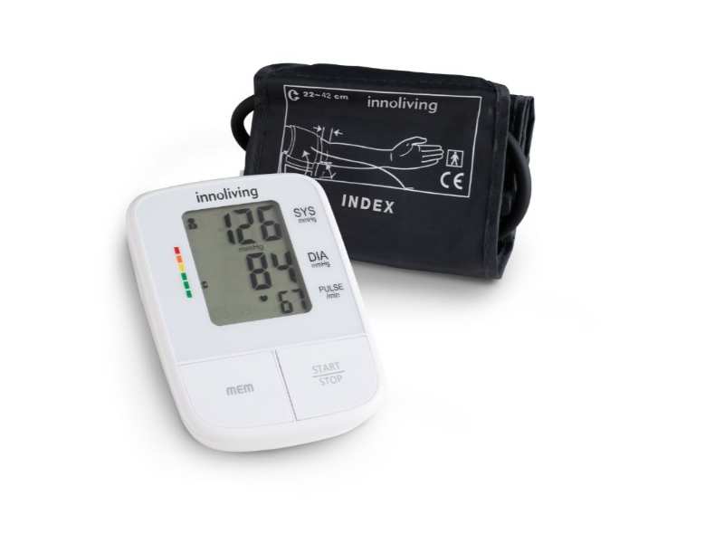 Innoliving INMD-DBP-6191, Misuratore di Pressione Automatico da Braccio con Ampio Display LCD, Memoria per 150 Misurazioni, Indicatore di Pressione Secondo OMS, Rilevamento Battito Cardiaco Irregolare, Alimentato da 3 Batterie AAA