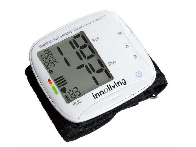 Innoliving INN-015, Misuratore di Pressione Digitale da Polso con Ampio Display LCD, Memorie per 2 Utenti, Media delle Ultime Misurazioni, Accuratezza ±3mmHg, Classificazione WHO, Alimentazione a Batterie, Circonferenza Bracciale 13,5–23 cm