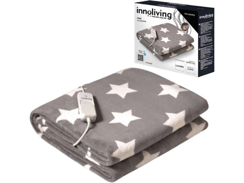 Innoliving Plaid Riscaldabile Elettrico INN-766NEW, 150x122 cm, 3 Livelli di Temperatura, Spegnimento Automatico, Ideale per Relax, Coperta Elettrica Accogliente e Sicura, Lavabile in Lavatrice