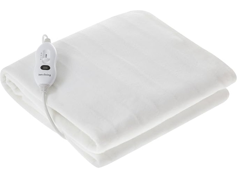 Coperta Elettrica Termica Innoliving, INN-767 Scaldaletto in Materiale Sintetico, Bianco, a Una Piazza E Mezza, 150x122x8 cm