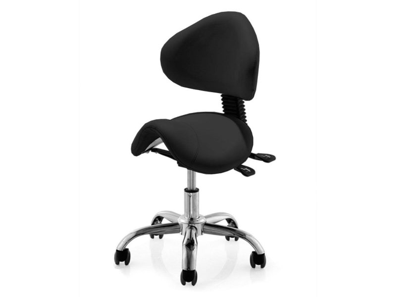 Tabouret selle avec dossier LAND hauteur réglable 49-65 cm