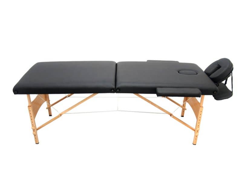 Camilla De Madera Plegable 186X70 Cm | Negro | Novasan