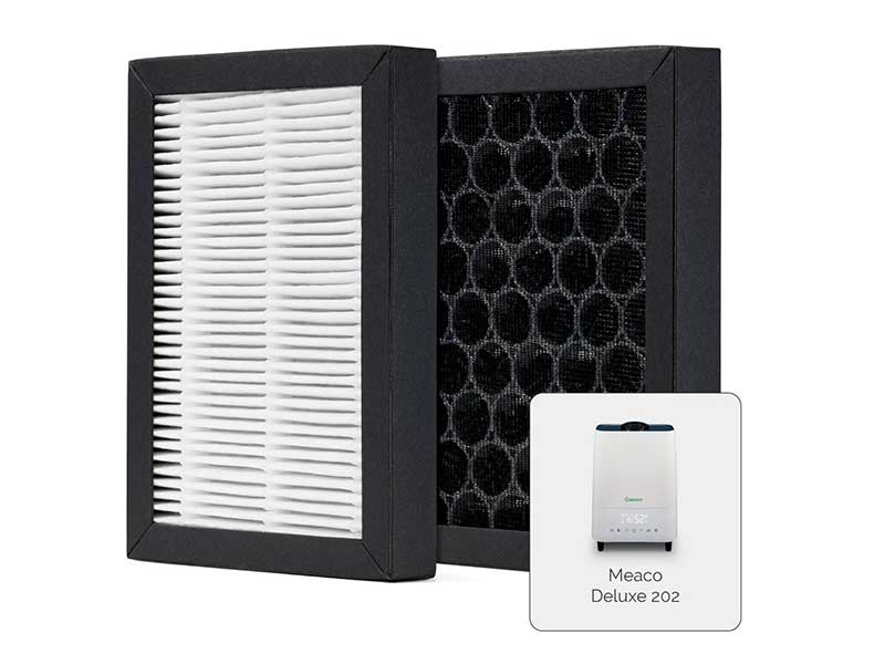 Filtres HEPA et charbon actif Meaco Deluxe 202, lot de 3, haute efficacité E11, élimine la poussière, le pollen et les odeurs.