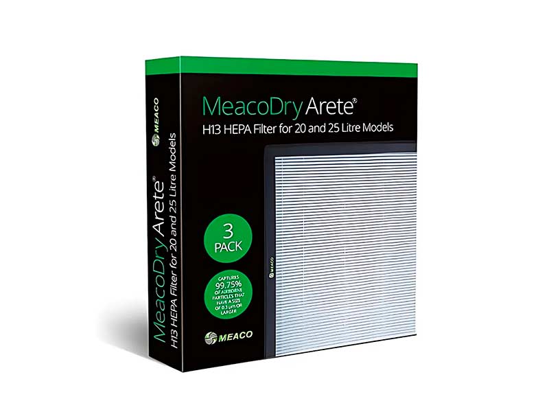Filtre à charbon actif MeacoDry Arete, compatible avec les déshumidificateurs de 10 et 12 L, lot de 3