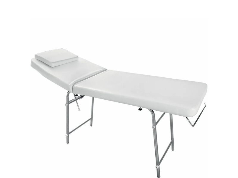 Lettino Massaggio Fisso Professionale con Testata Regolabile e Asta Porta Rotolo