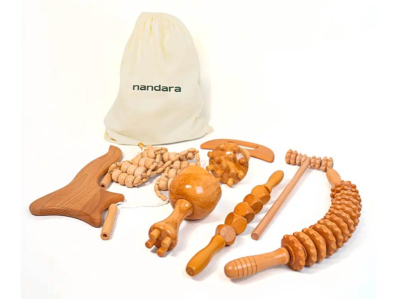 Kit Completo de Madérothérapie em Madeira (8 peças) para Massagens