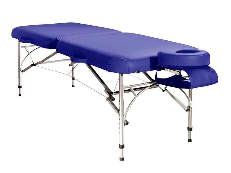 Mesa de Masaje Plegable de Aluminio AERO 76 cm con Accesorios Incluidos | Azul | Nandara