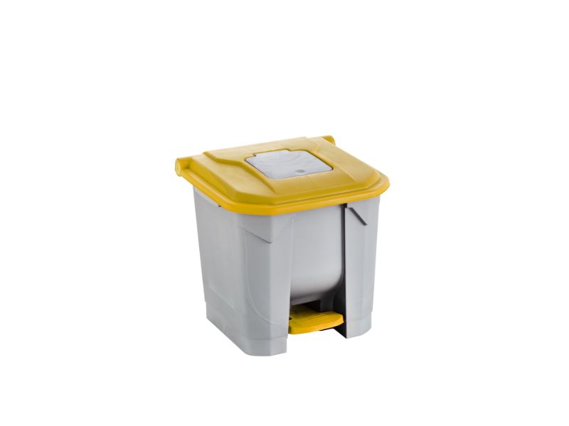 Cubo De Polipropileno Con La Manija Y La Cubierta, De Color Verde, 7 Lt. 225x240x205 Mm, Con La Identificación De Residuos Pegatina