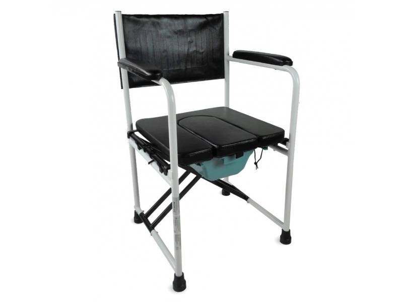 Sedia WC Pieghevole in Acciaio Mod. Ebro Bianco e Nero 100 kg