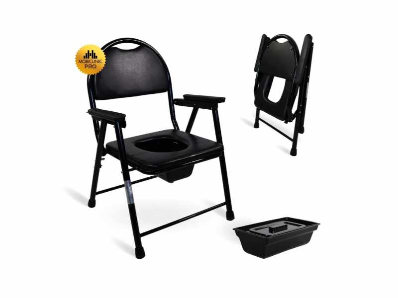 Sedia WC Pieghevole in Acciaio Mod. Guadalquivir Nera