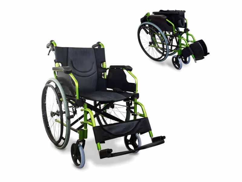 Cadeira de Roda Plegável de Alumínio Modelo Bolonia - 110 kg, 13.2 kg