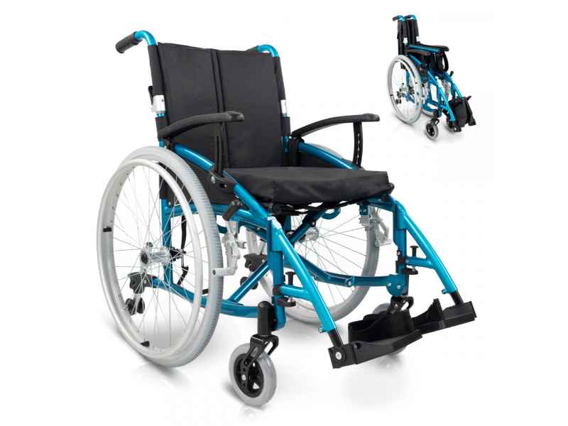 Sedia a rotelle in alluminio 24" modello Venecia 43 cm (turchese)