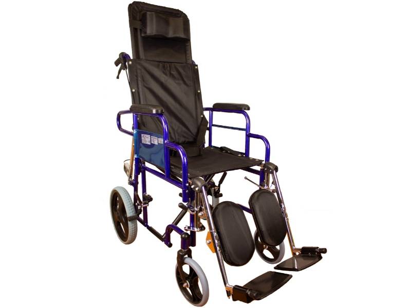 Cadeira de Roda Esfinge 43cm 12" - Aço, Abatível e Reclinável