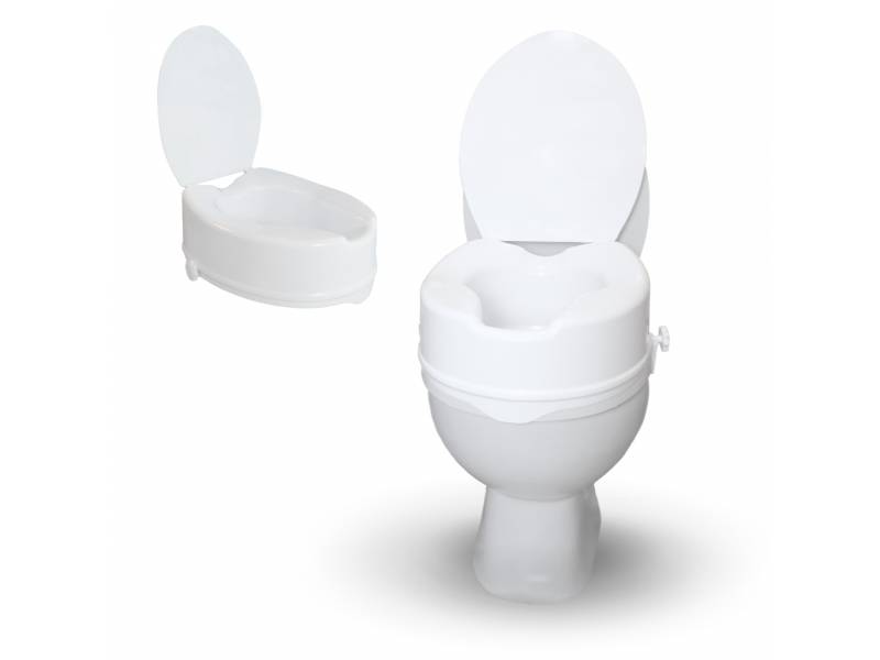 Alzatore WC regolabile in altezza Titan 14 cm con coperchio