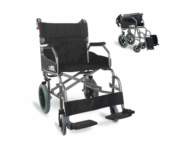 Cadeira de Ruedas de Aluminio Museo Negra con Respaldo Abatible
