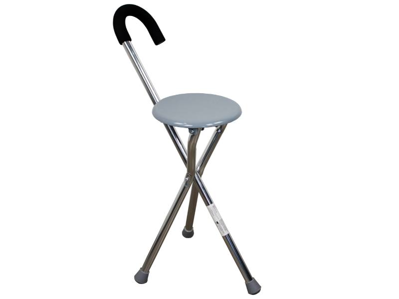 Bastão Tripé Ergonômico com Assento Plegável 2 em 1 - Mod. Gloria