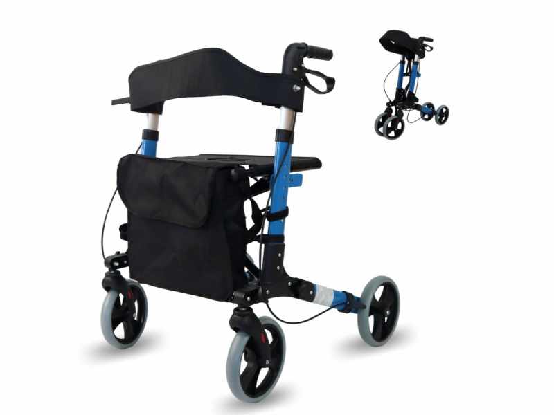 Andador Rollator Trajano 4 Rodas com Cesta e Assento para Idosos