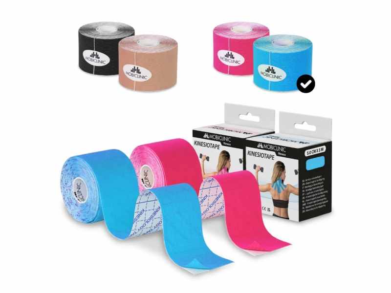 Kinesiotape 5cm x 5m - 2 Strisce Kinesiologiche (Nera e Beige)