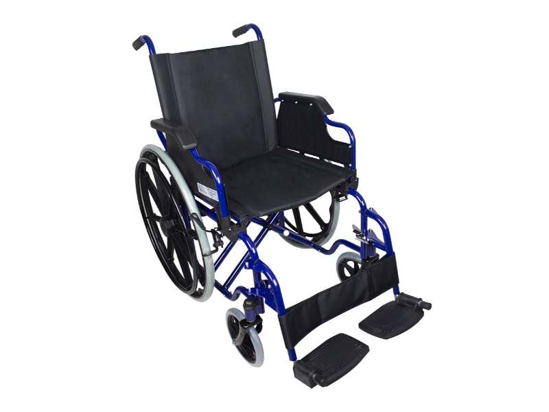 Carrozzina per anziani, pieghevole, ruota grande, seduta larga 46 cm, Giralda Blue, Mobiclinic