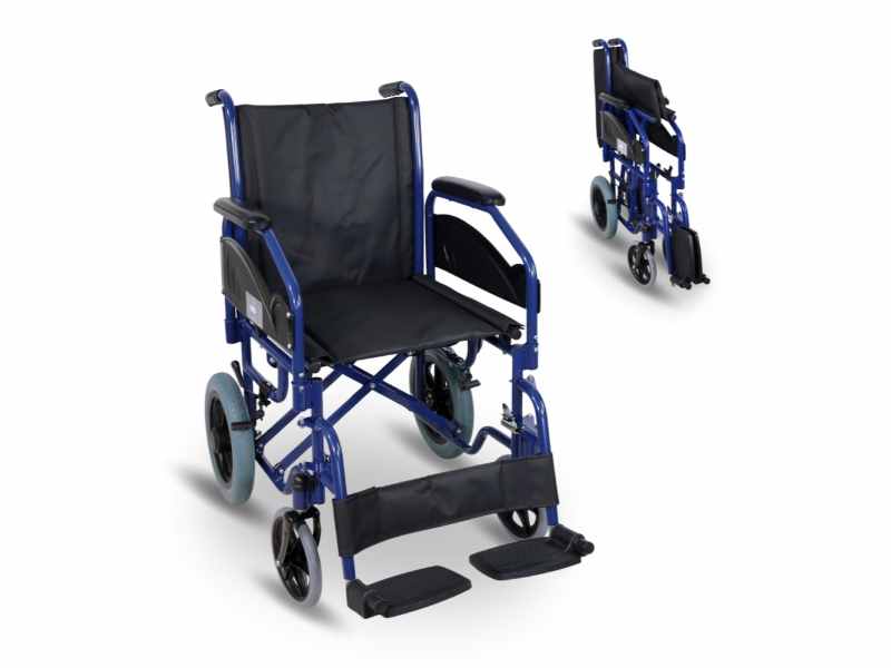 Cadeira de Ruedas Plegable Maestranza, Asiento 45cm, 100kg, Negra