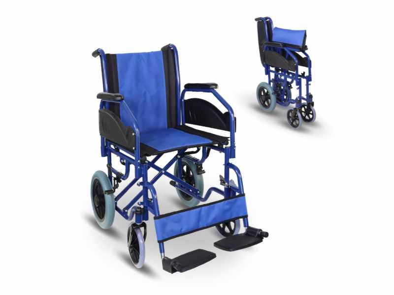 Cadeira de Ruedas Maestranza AZUL de Acero, Hasta 100kg, Plegable