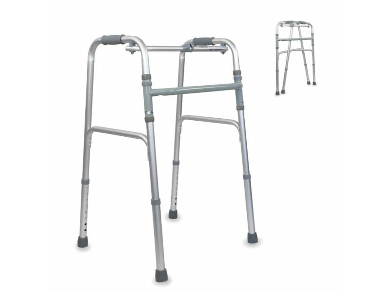 Andador Plegável Coluna em Alumínio Prata para Mobilidade Reduzida