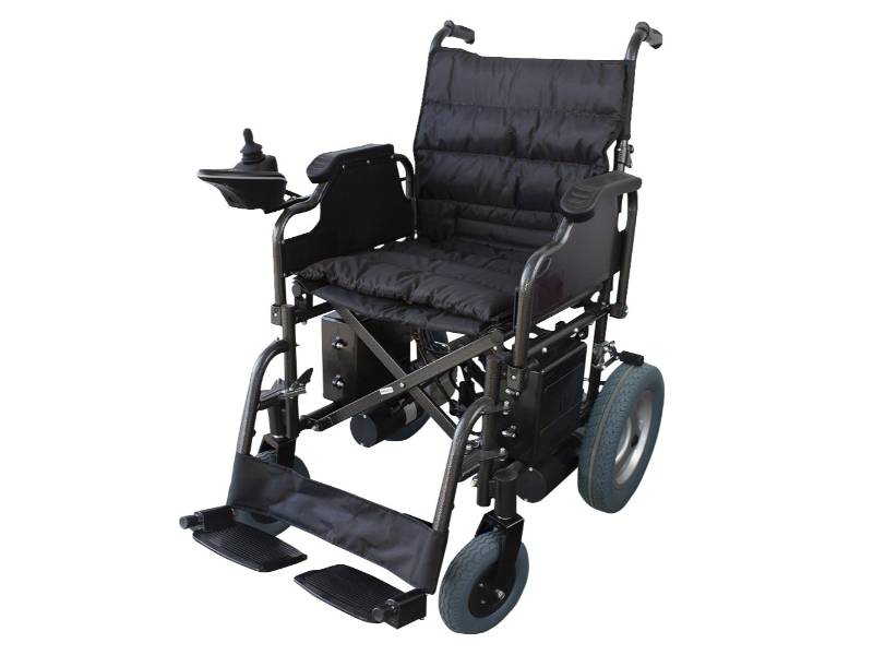 Sedia a rotelle elettrica pieghevole in acciaio nera Mod. Cenit