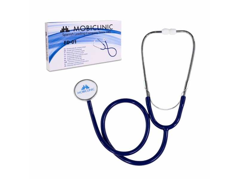 Stéthoscope bleu en aluminium, modèle FD-01, 75.5 cm, 4.3 cm