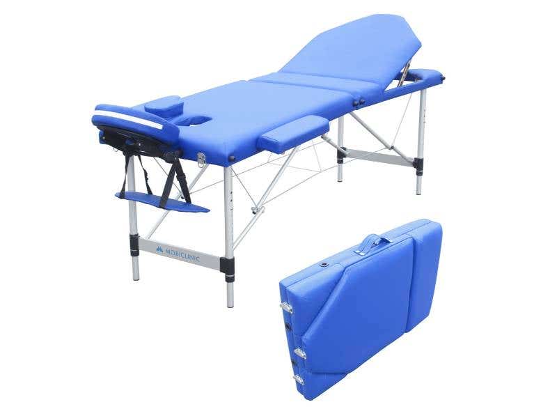 Lettino Pieghevole in Alluminio Blu Mod. CA-01 PLUS, 186x60 cm | Mobiclinic