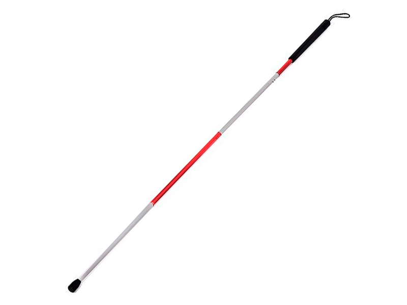 Puna- valkoinen keppi sokealle, kokoontaitettava, alumiinia