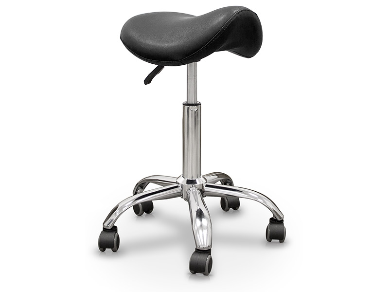 Sgabello Pony con base cromata a 5 ruote