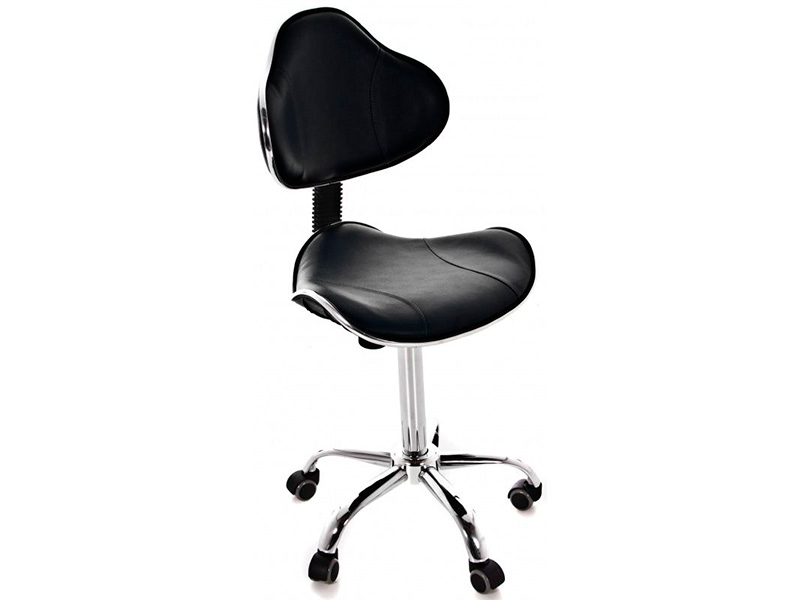 Sgabello idraulico ergonomico con base cromata e 5 ruote