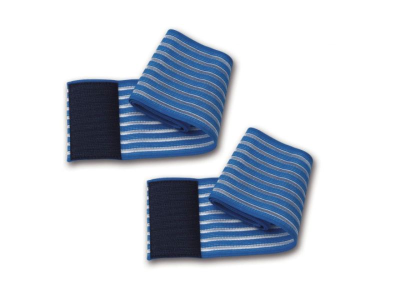 2 fasce elastiche blu universali regolazione a strappo lunghezza per elettrodi elettrostimolazione ionoforesi