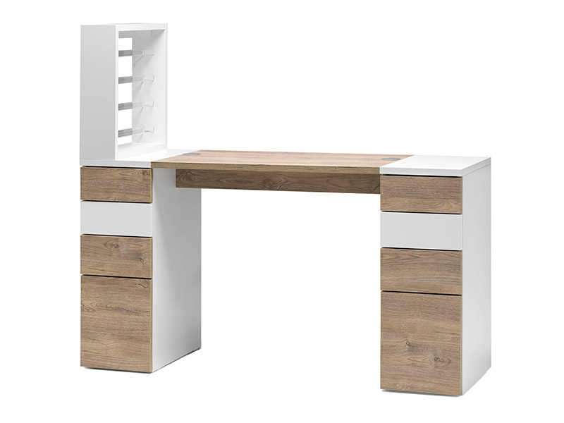 VICTOR 5 Mesa de manicure em madeira com visor de verniz e gaveta dupla - Fabricado em Itália