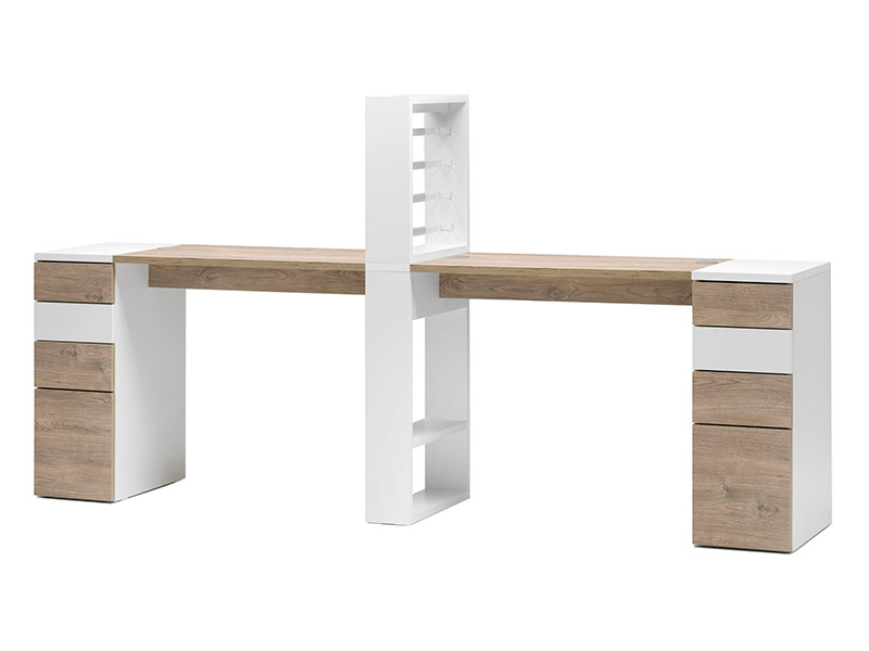 Mesa de manicure de madeira de estação dupla VICTOR 6 com esmalte Expo - Fabricado em Itália