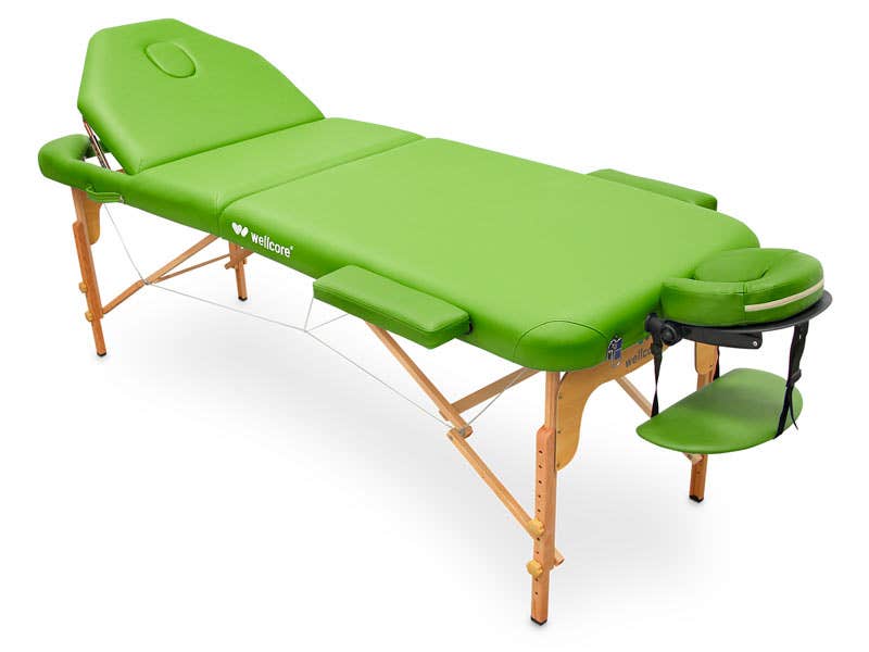 Camilla plegable de madera Wellcore de 195 x 70 cm con respaldo abatible | Verde pistacho | Wellcore