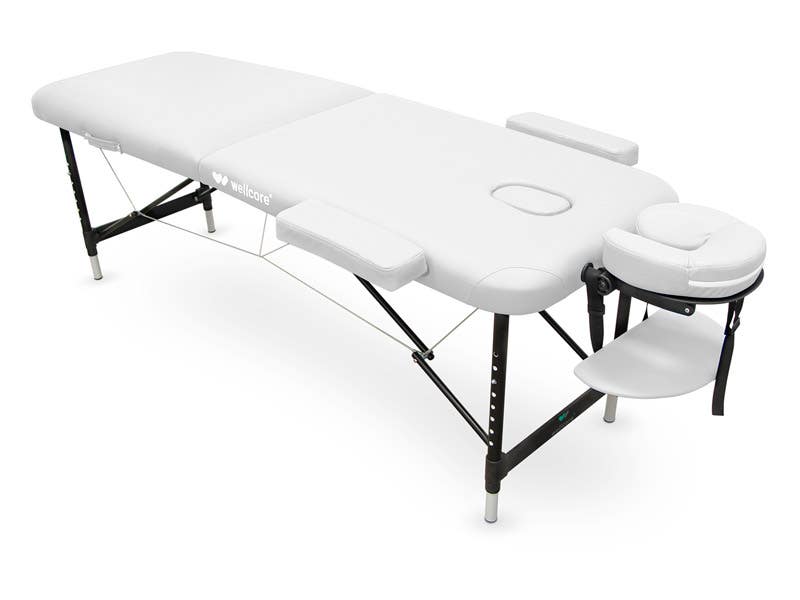 Barella pieghevole in alluminio Wellcore 185 x 60 cm con braccioli | Bianco | Wellcore